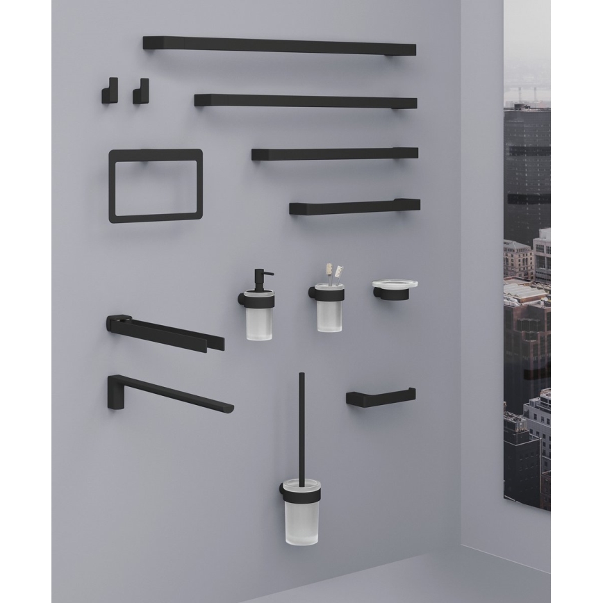 Gedy - Suport de perete pentru prosoape PIRENEI 6,6x41 cm negru mat