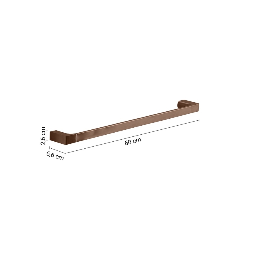 Gedy - Suport de perete pentru prosoape PIRENEI, 60 cm, finisaj bronzat