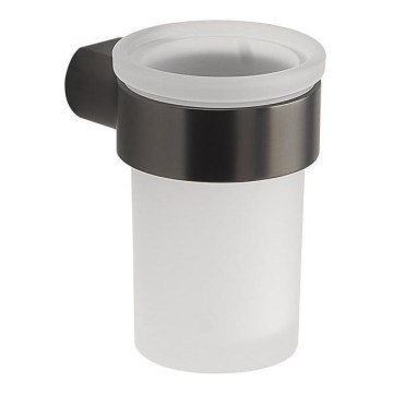 Gedy - Suport pentru periuțe de dinți montat pe perete PIRENEI, sticlă opală/gri metalizat