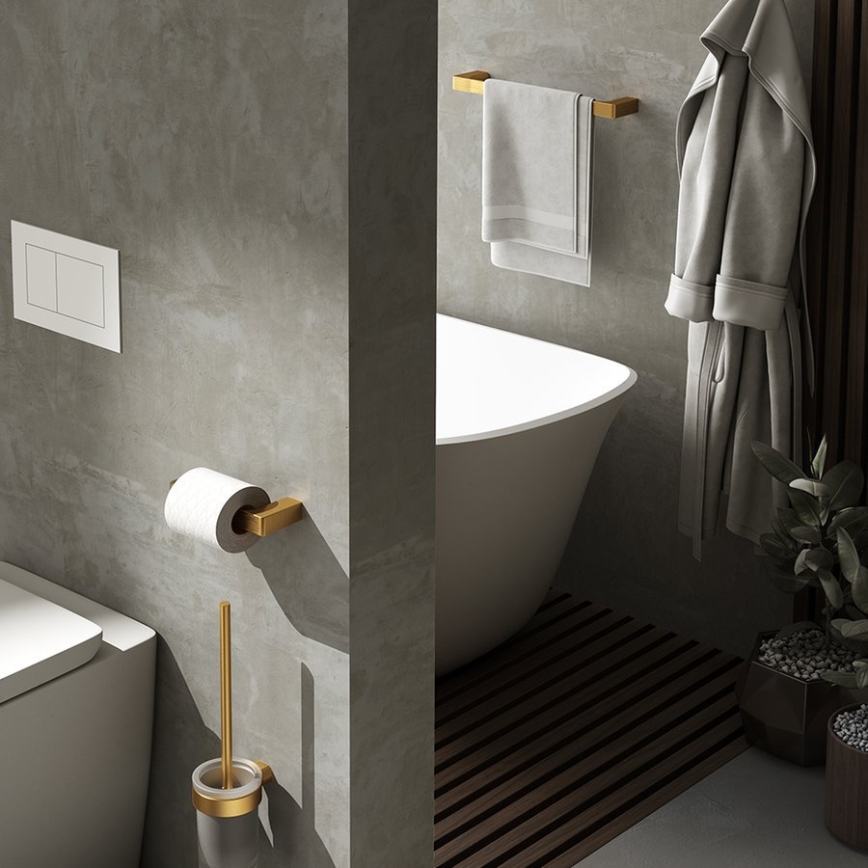 Gedy - Suport pentru prosoape de perete PIRENEI 6,6x60 cm auriu mat