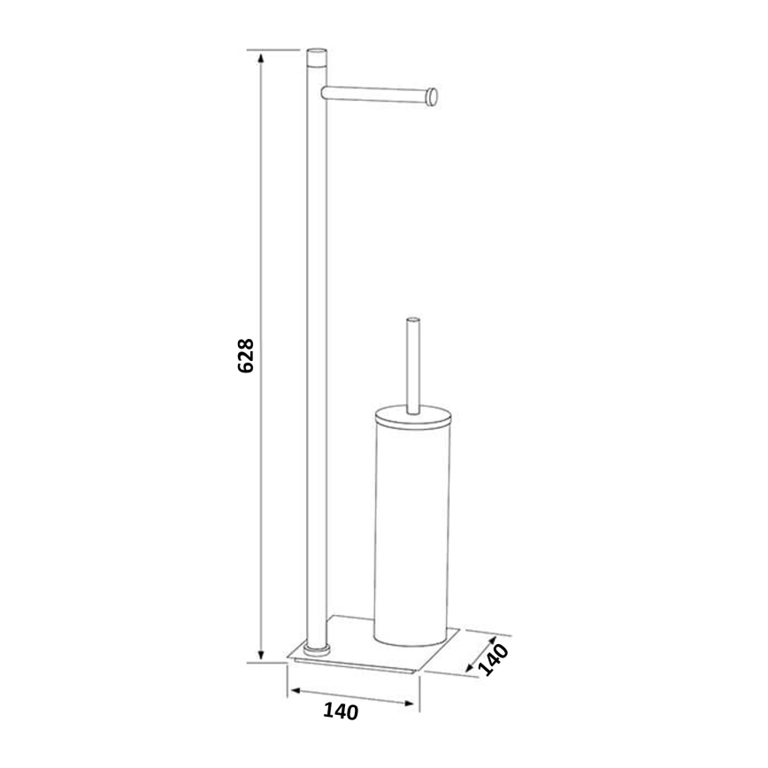Gedy - TRILLY Perie WC independentă cu suport pentru hârtie igienică negru mat