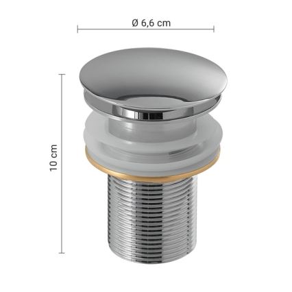 Gedy - Valvă de scurgere click-clack pentru lavoar Ø 6,6 cm, crom lucios