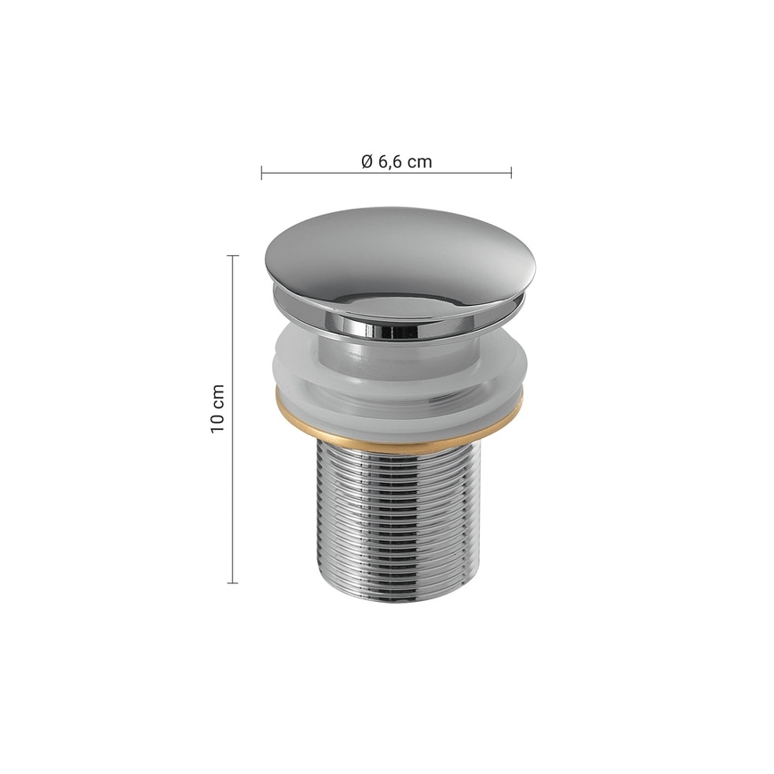 Gedy - Valvă de scurgere click-clack pentru lavoar Ø 6,6 cm, crom lucios