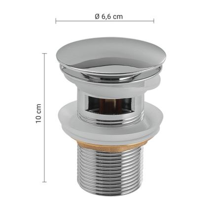Gedy - Ventil click-clack pentru lavoar Ø 6,6 cm, crom lucios