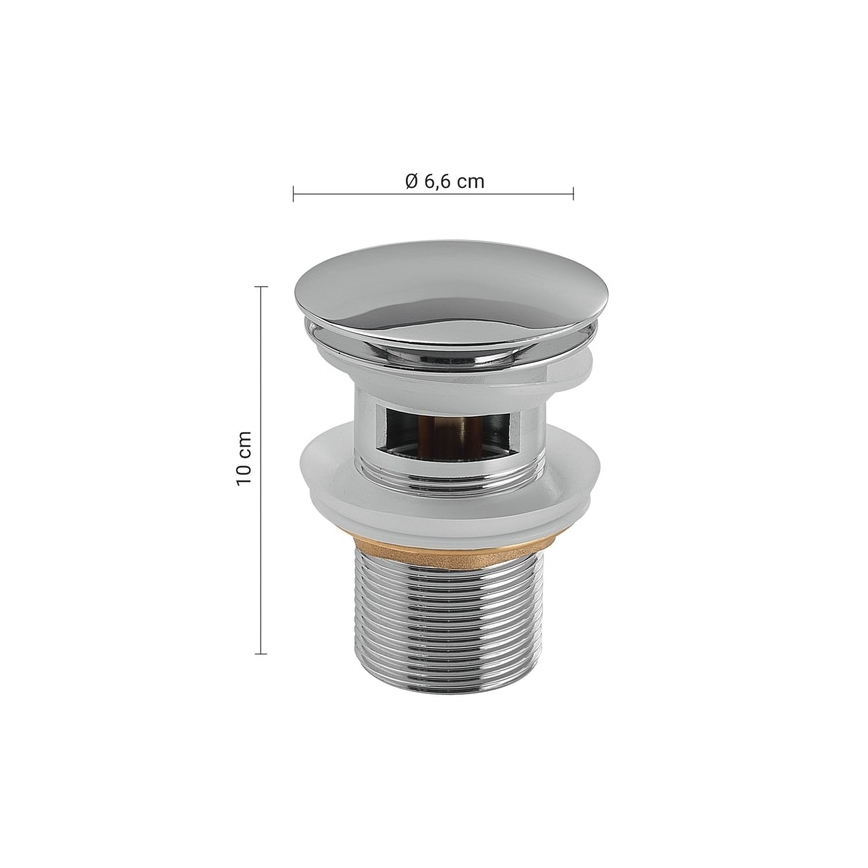 Gedy - Ventil click-clack pentru lavoar Ø 6,6 cm, crom lucios