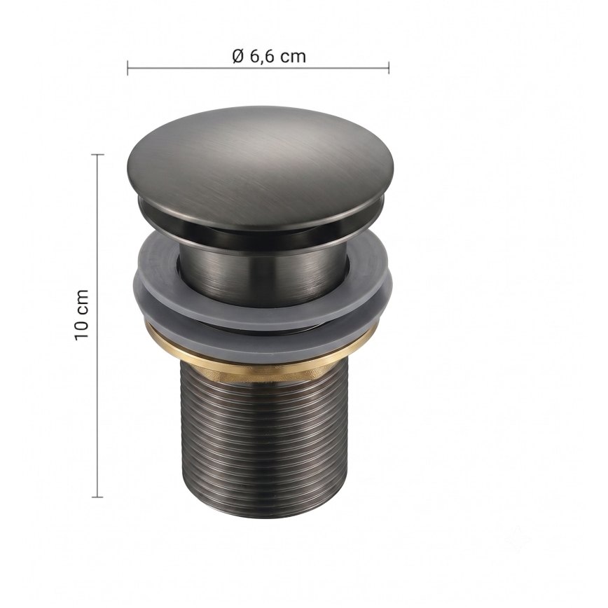 Gedy - Ventil CLICK-CLACK pentru lavoar, Ø 6,6 cm, gri metalizat