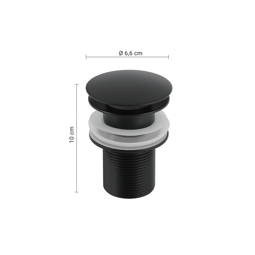 Gedy - Ventil Click-Clack pentru lavoar, Ø 6,6 cm, negru mat