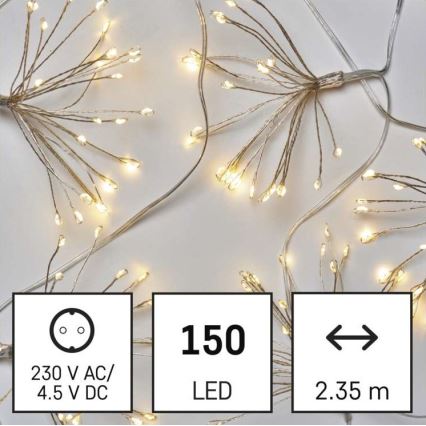 Ghirlandă 150 LED, 5,35 m, alb cald