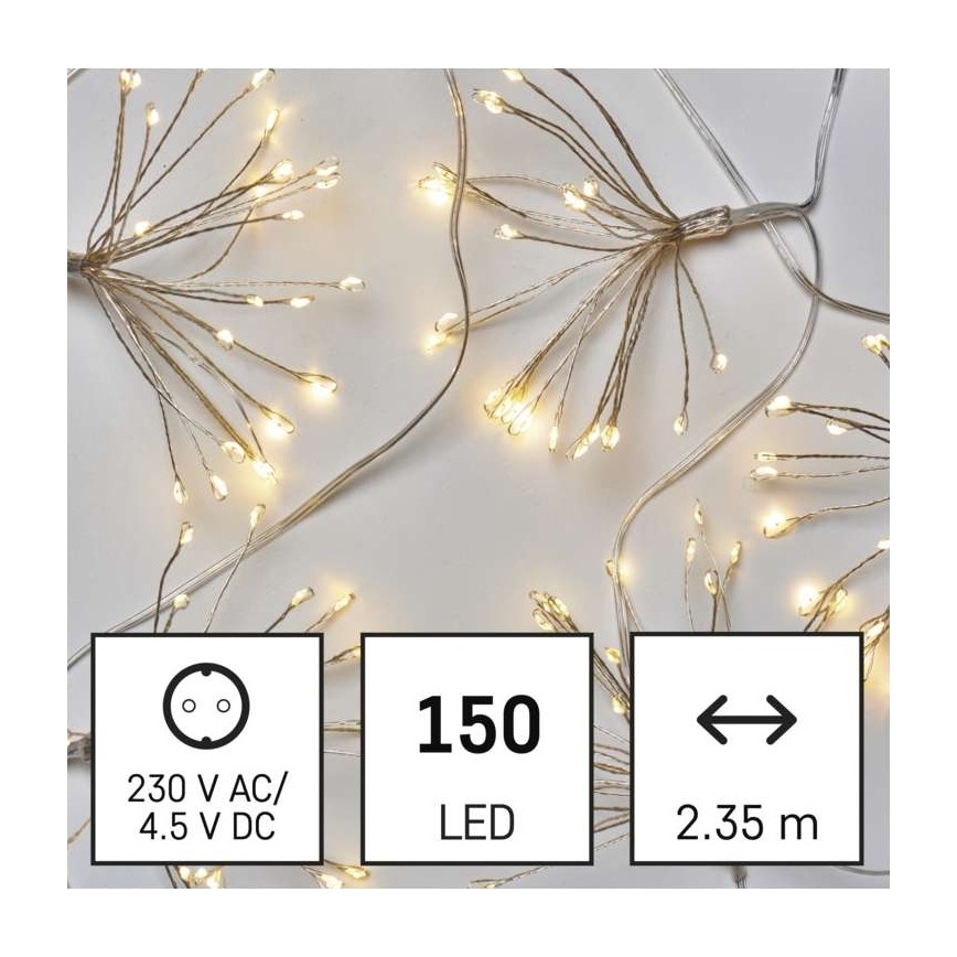 Ghirlandă 150 LED, 5,35 m, alb cald