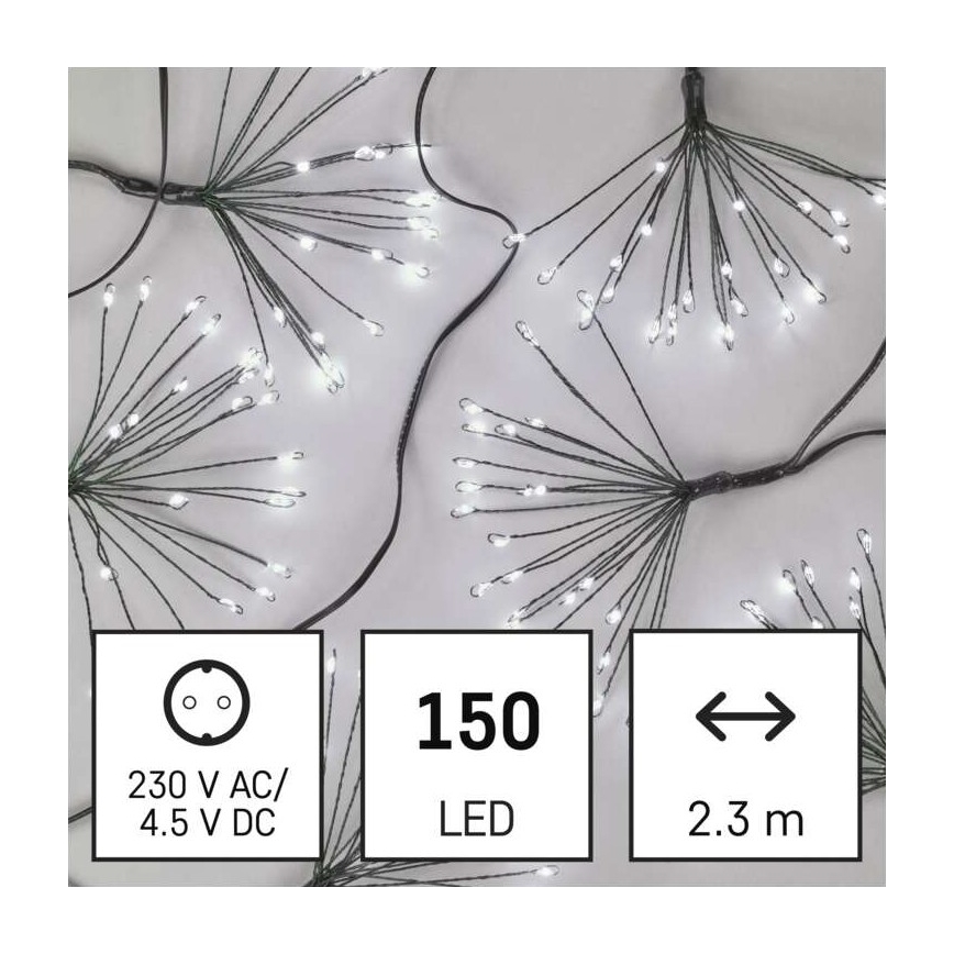 Ghirlandă cu 150 LED-uri, 5,35 m, alb rece