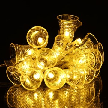 Ghirlandă de Crăciun cu 20 LED/3xAA, alb cald, 2,2 m, clopoței