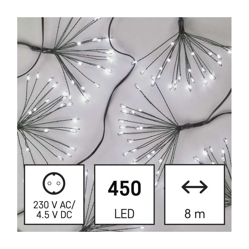 Ghirlandă de Crăciun cu 450 LED, 8+3 m, alb rece