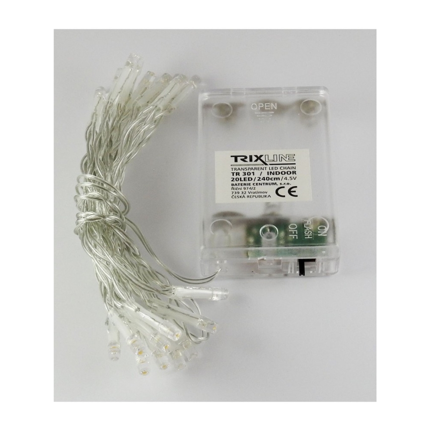 Ghirlandă de Crăciun cu LED, 20xLED/2 funcții, 2,4 m, alb cald