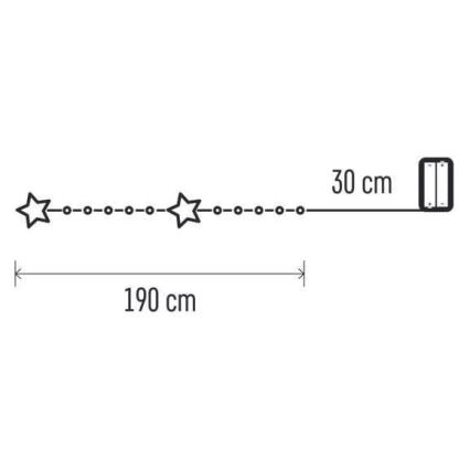 Ghirlandă de Crăciun cu LED 20xLED/2xAA 2,2 m alb cald