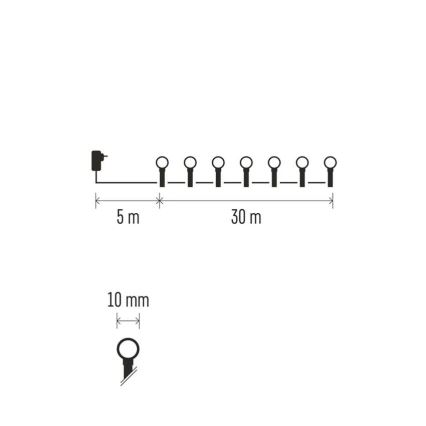 Ghirlandă de Crăciun LED 300xLED/8 funcții 35m IP44 alb cald