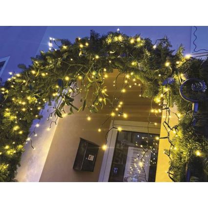 Ghirlandă de Crăciun LED pentru exterior 200 x LED/8 moduri 8,6 m IP44 alb cald