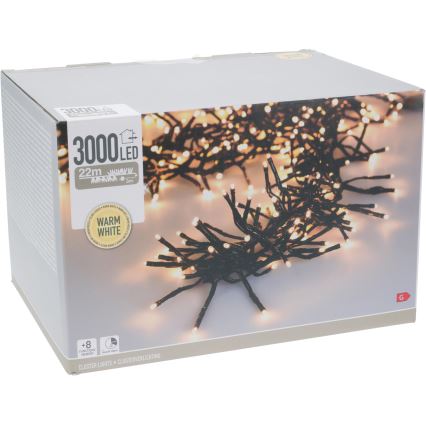 Ghirlandă de Crăciun LED pentru exterior 3000xLED/230V/8 funcții 24,8 m IP44 alb cald