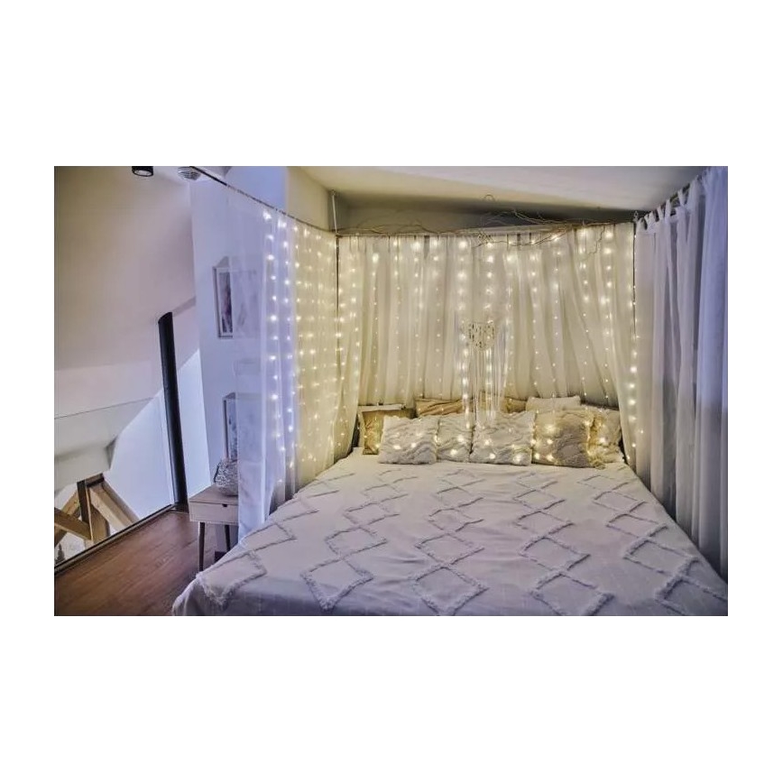 Ghirlandă de Crăciun LED pentru exterior 300xLED/8 funcții 5,9 m IP44 alb cald