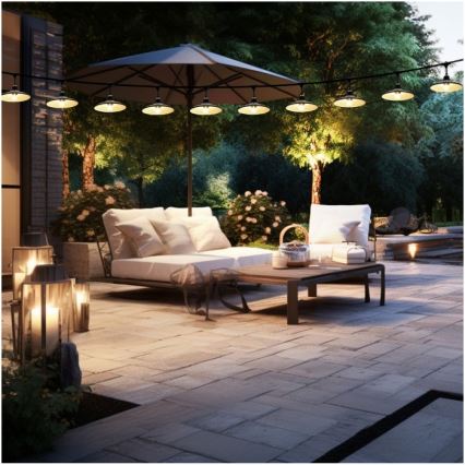 Ghirlandă decorativă de exterior CRETE 10xE27/230V 15m IP44