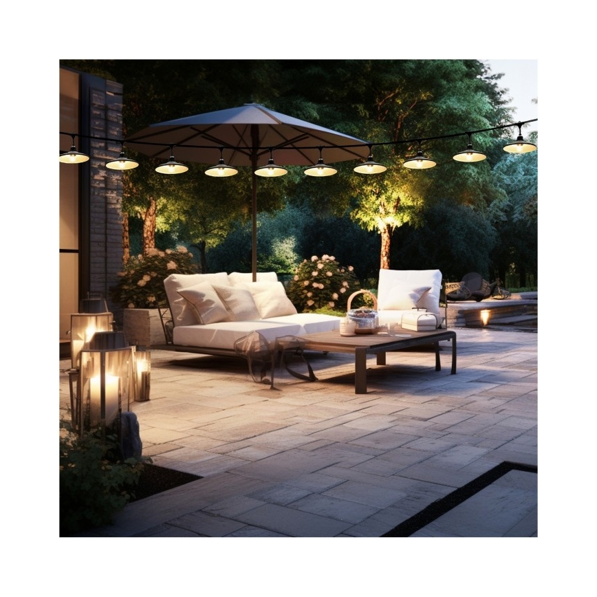 Ghirlandă decorativă de exterior CRETE 10xE27/230V 15m IP44