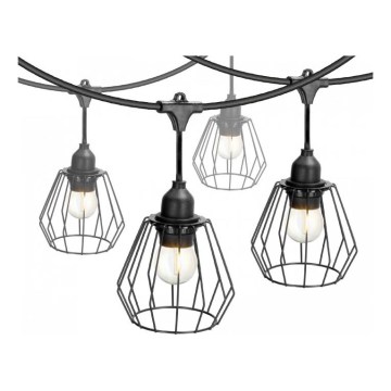 Ghirlandă decorativă de exterior CRETE 10xE27/230V 15m IP44