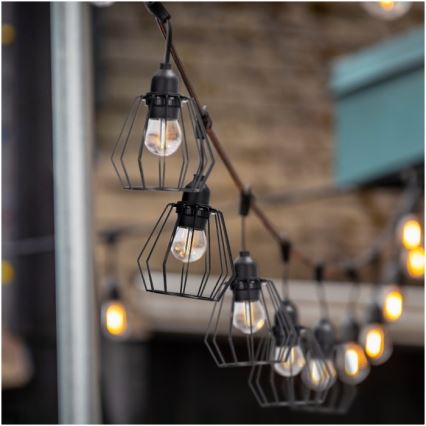 Ghirlandă decorativă de exterior CRETE 10xE27/230V 15m IP44