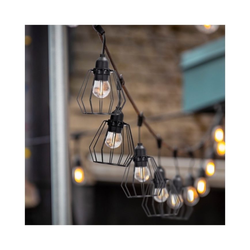 Ghirlandă decorativă de exterior CRETE 10xE27/230V 15m IP44