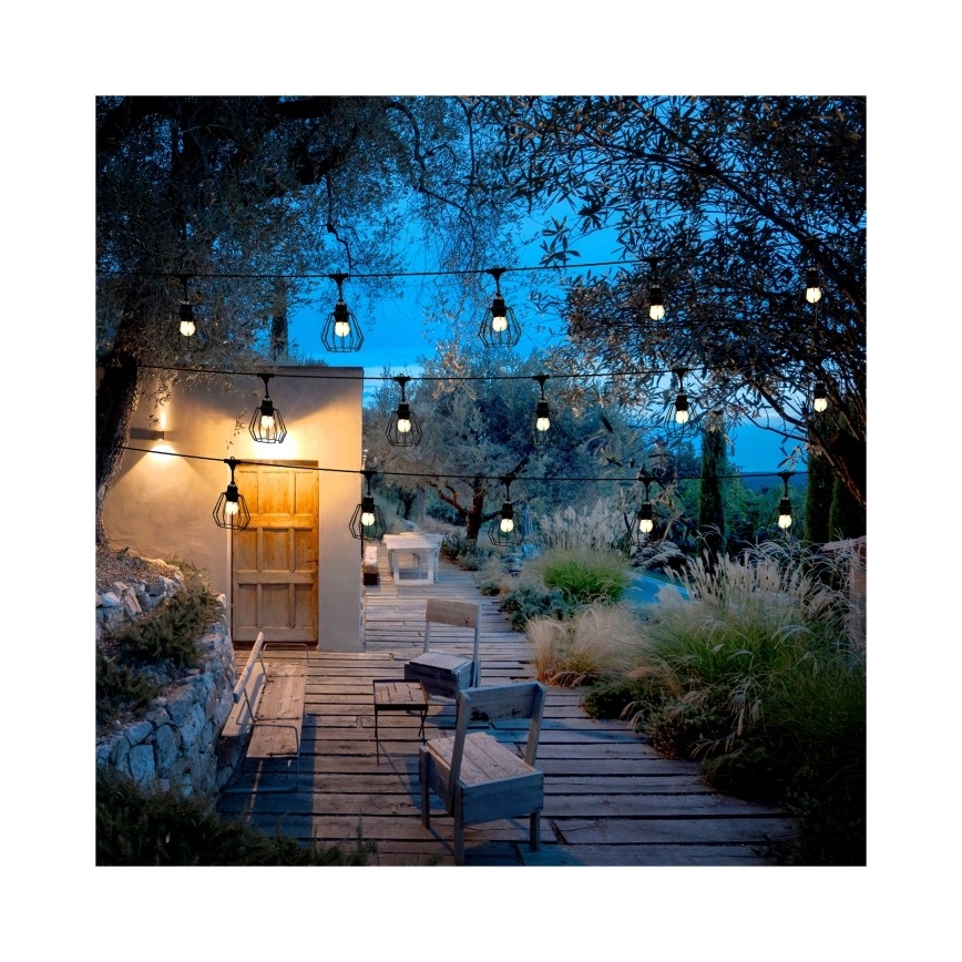 Ghirlandă decorativă de exterior CRETE, 15 x E27, 230V, 20 m, IP44