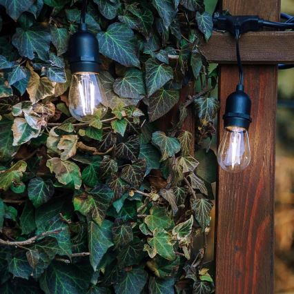 Ghirlandă decorativă LED pentru exterior 10x E27/1 W/230 V, 6,44 m, IP44, negru