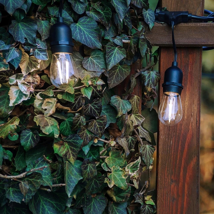 Ghirlandă decorativă LED pentru exterior 10x E27/1 W/230 V, 6,44 m, IP44, negru