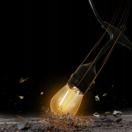 Ghirlandă decorativă LED pentru exterior 10x E27/1 W/230 V, 6,44 m, IP44, negru