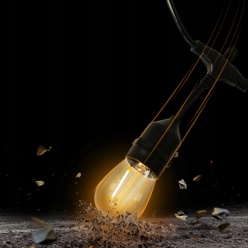 Ghirlandă decorativă LED pentru exterior 10x E27/1 W/230 V, 6,44 m, IP44, negru