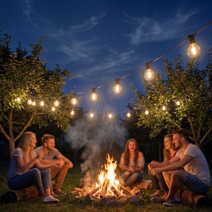 Șir decorativ LED reglabil pentru exterior 36xE12/1W/24/230V 22,35 m IP65 negru + telecomandă