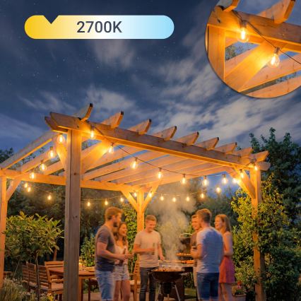 Șir decorativ LED reglabil pentru exterior 36xE12/1W/24/230V 22,35 m IP65 negru + telecomandă