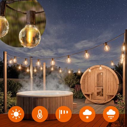 Șir decorativ LED reglabil pentru exterior 36xE12/1W/24/230V 22,35 m IP65 negru + telecomandă
