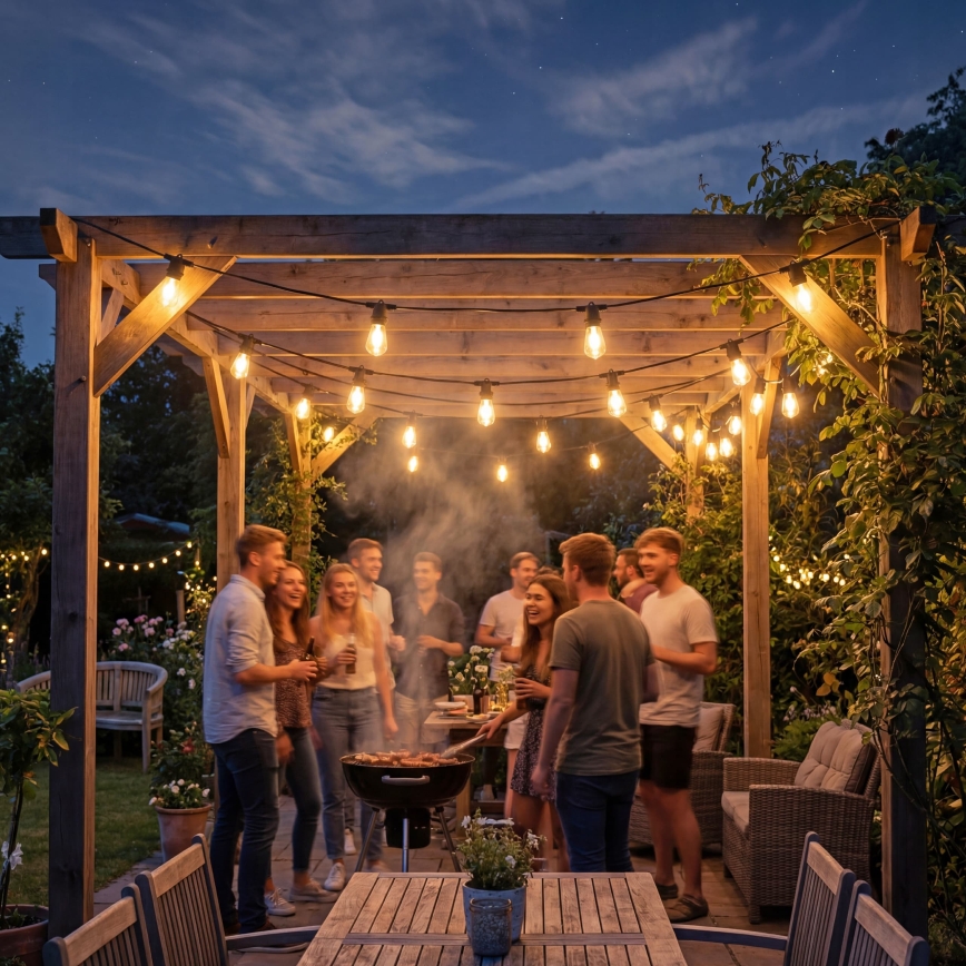 Ghirlandă decorativă solară LED reglabilă 20xE27/0,3W/3/5V USB 2400 mAh 20,62 m IP65 neagră + telecomandă