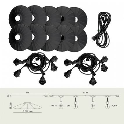 Ghirlandă decorativă pentru exterior CRETE, 10 x E27, 230 V, 15 m, IP44