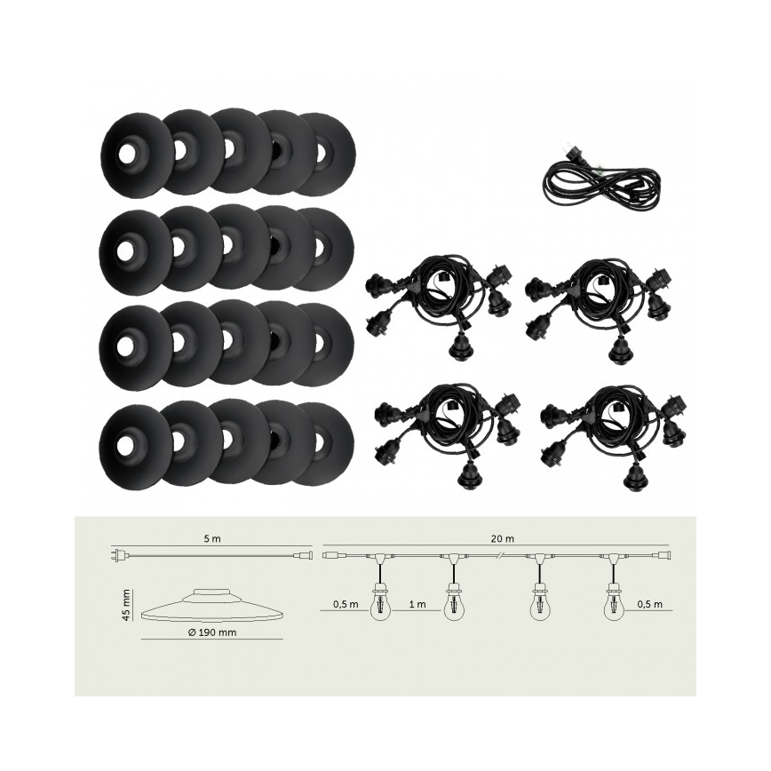 Ghirlandă decorativă pentru exterior CRETE 20xE27/230V 25m IP44