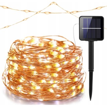 Ghirlandă decorativă solară cu 100 LED, 1,2 V, 800 mAh, 7 m, IP44, negru