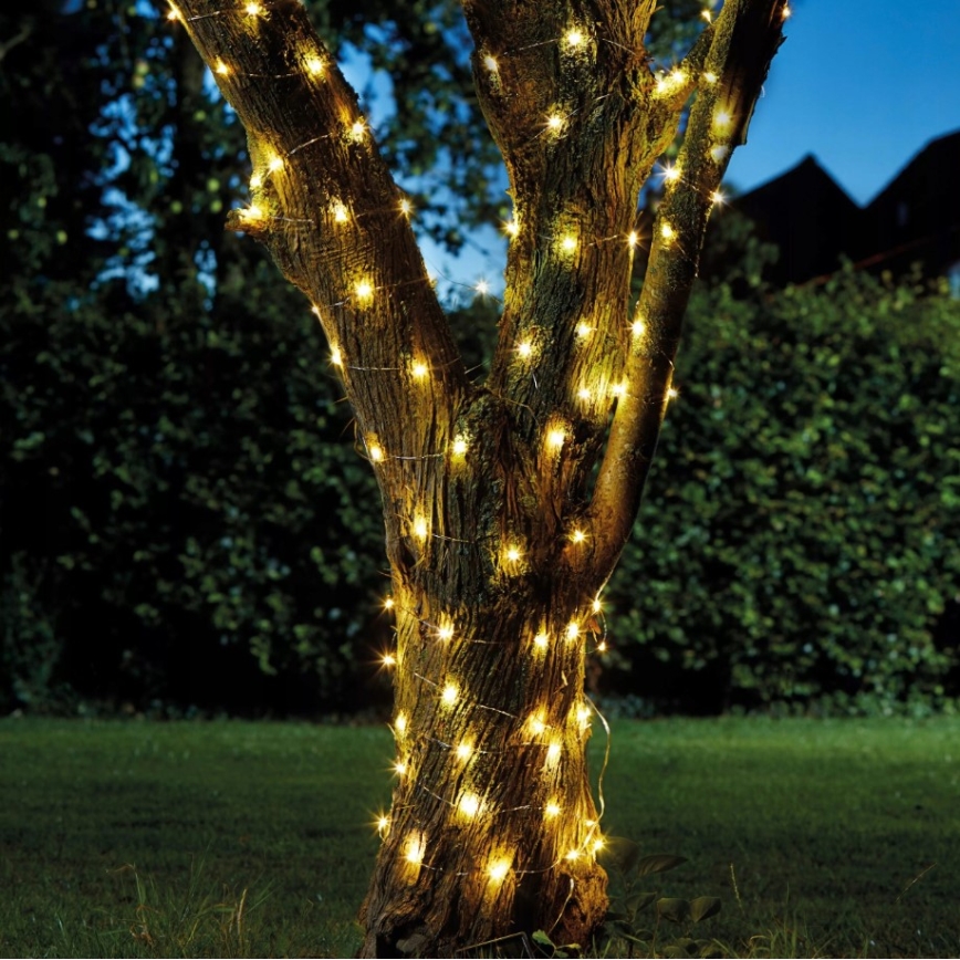 Ghirlandă decorativă solară cu 100 LED, 1,2 V, 800 mAh, 7 m, IP44, negru