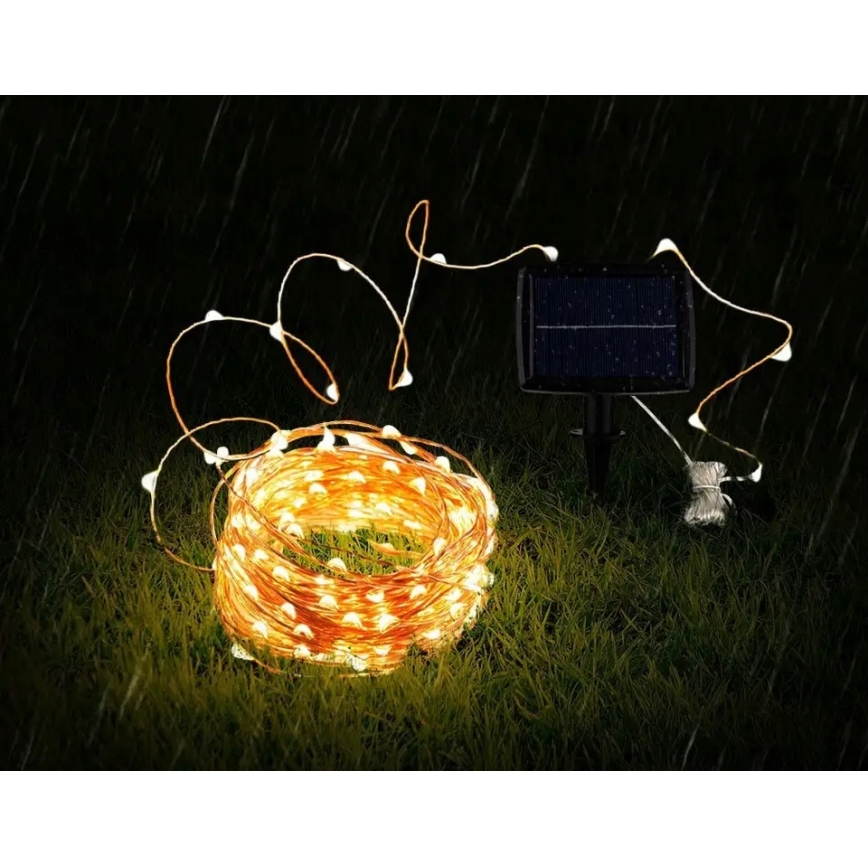 Ghirlandă decorativă solară cu 100 LED, 1,2 V, 800 mAh, 7 m, IP44, negru