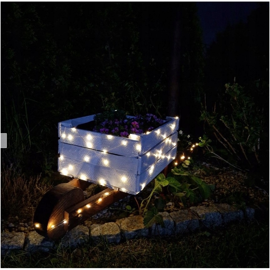 Ghirlandă decorativă solară cu 100 LED, 1,2 V, 800 mAh, 7 m, IP44, negru