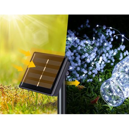 Ghirlandă decorativă solară cu 100 LED, 1,2 V, 800 mAh, 7 m, IP44, negru