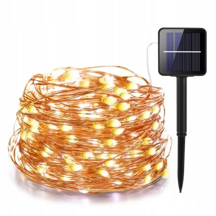 Ghirlandă decorativă solară cu 100 LED, 1,2 V, 800 mAh, 7 m, IP44, negru