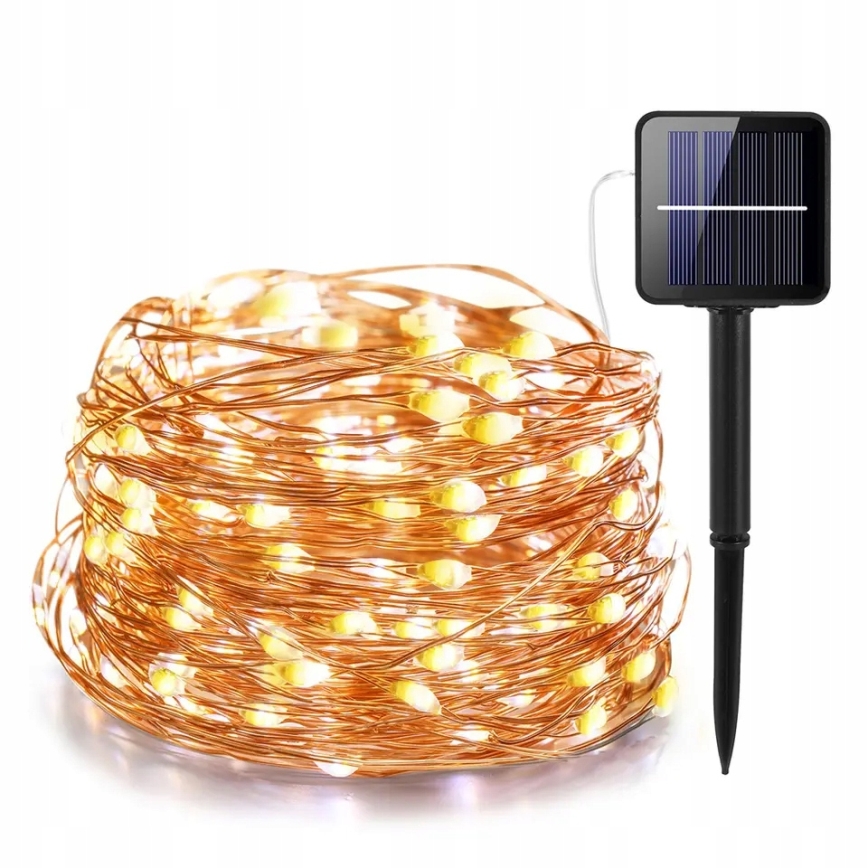 Ghirlandă decorativă solară cu 100 LED, 1,2 V, 800 mAh, 7 m, IP44, negru