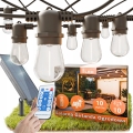 Ghirlandă decorativă solară LED reglabilă 10xE27/0,3W/3/5V USB 2400 mAh 10,62 m IP65 negru + telecomandă