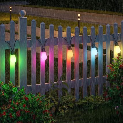 Ghirlandă decorativă solară LED RGB reglabilă 15xLED/18 funcții USB 6 m IP44 neagră + telecomandă