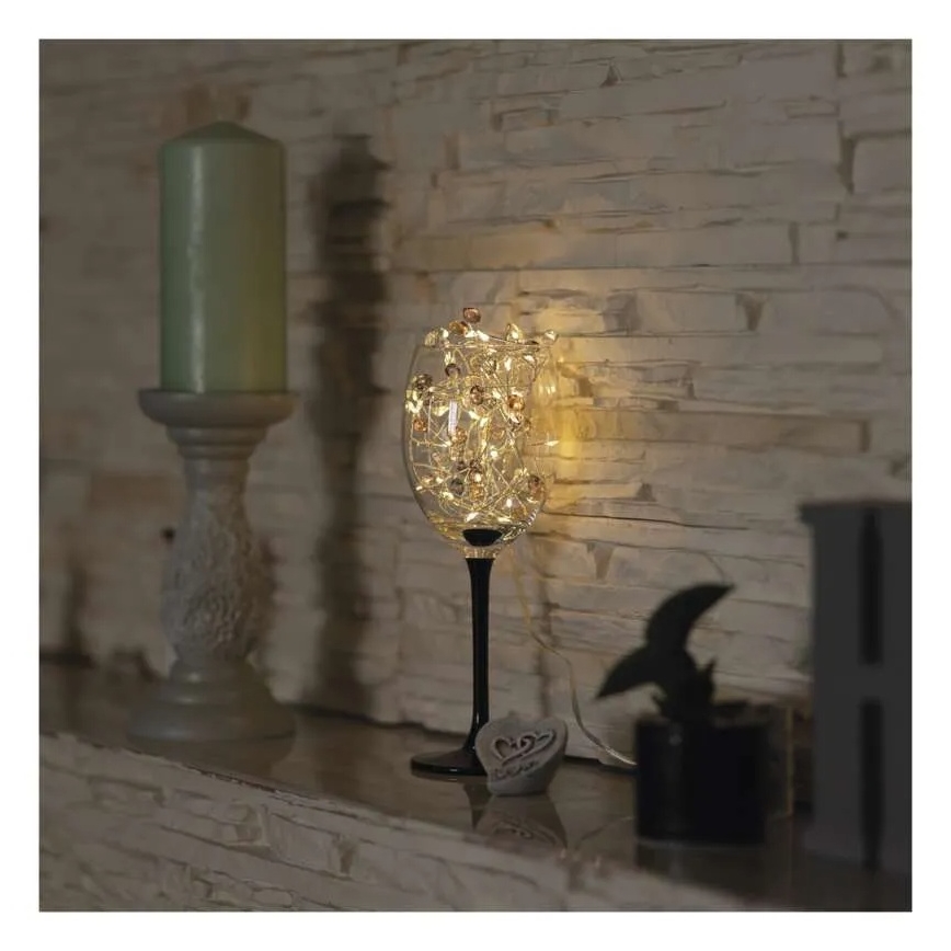 Ghirlandă LED 1,5 m, 40 LED, alimentare 3xAA, alb cald