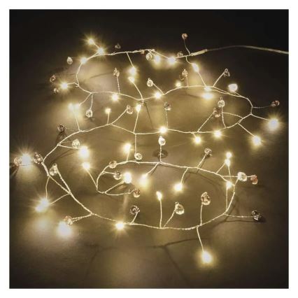 Ghirlandă LED 1,5 m, 40 LED, alimentare 3xAA, alb cald