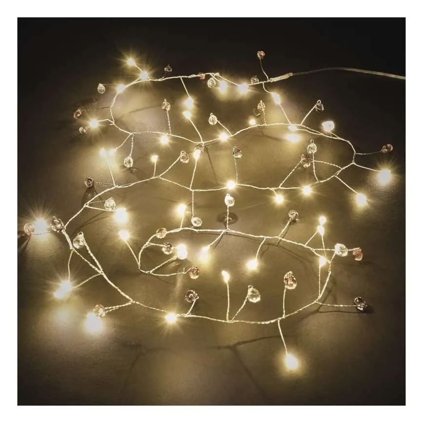 Ghirlandă LED 1,5 m, 40 LED, alimentare 3xAA, alb cald